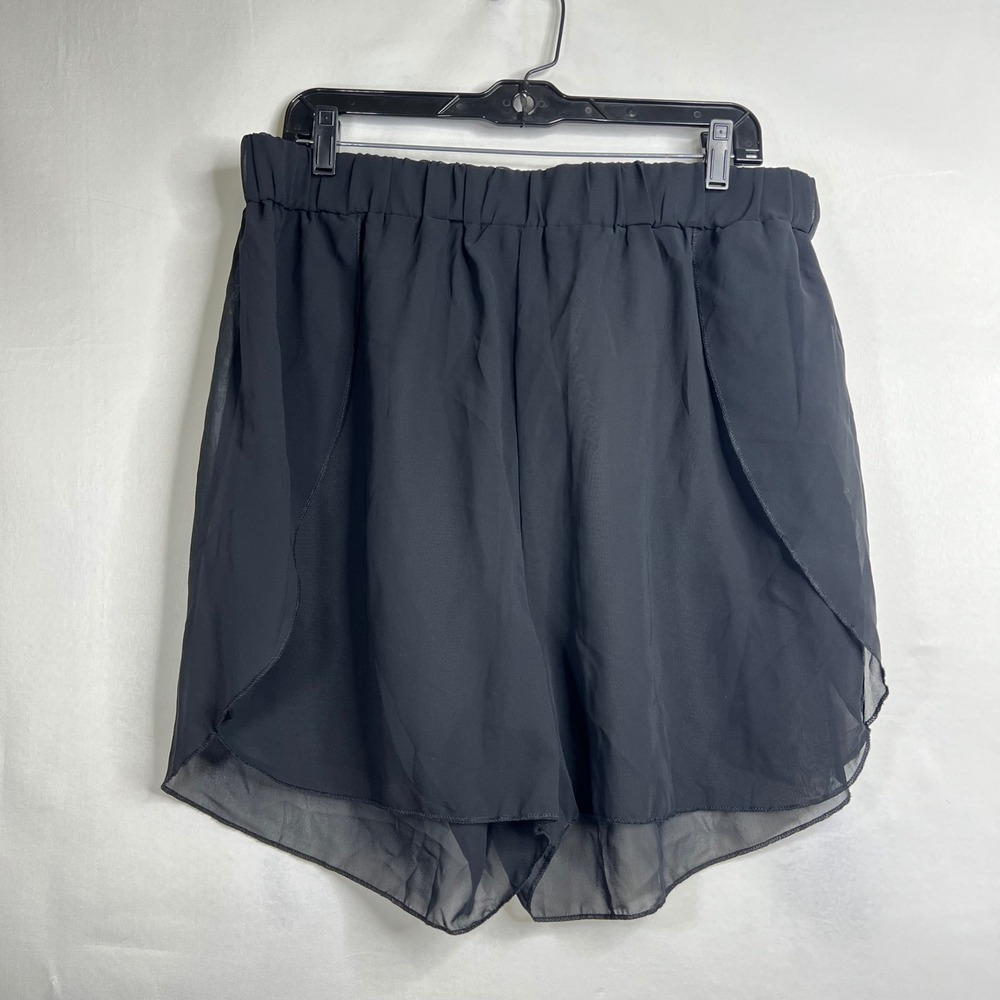 SHEIN Curve Chiffon Shorts Womens 2XL Black Cover Up Sheer Flowy Swimwear Beach